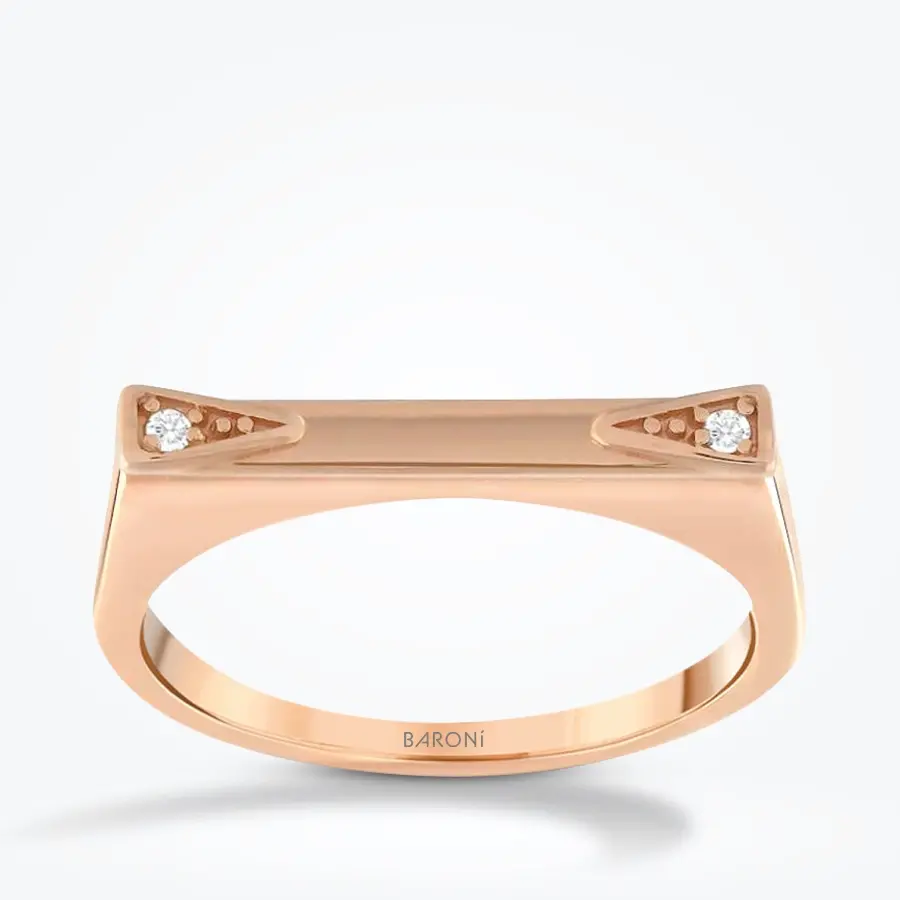 0.02 Karat Pırlanta Kenar Taşlı Rose Yüzük