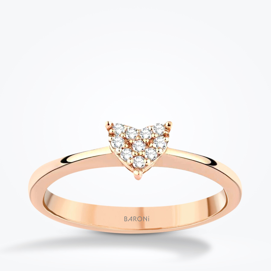 0.06 Karat Pırlanta Rose Kalp Yüzük
