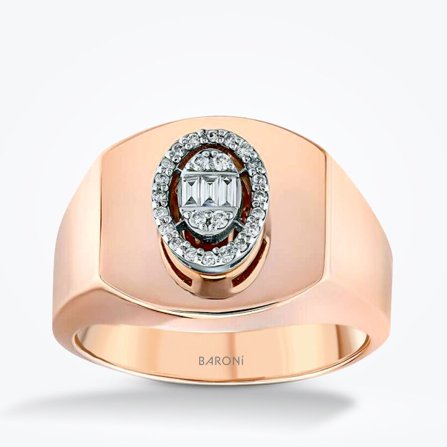 0.14 Karat Pırlanta Baget Oval Rose Yüzük