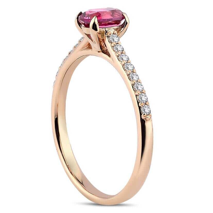 0.58 Karat Pırlantalı Pembe Safir Yüzük - 2