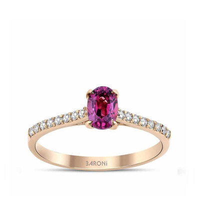 0.58 Karat Pırlantalı Pembe Safir Yüzük - 1