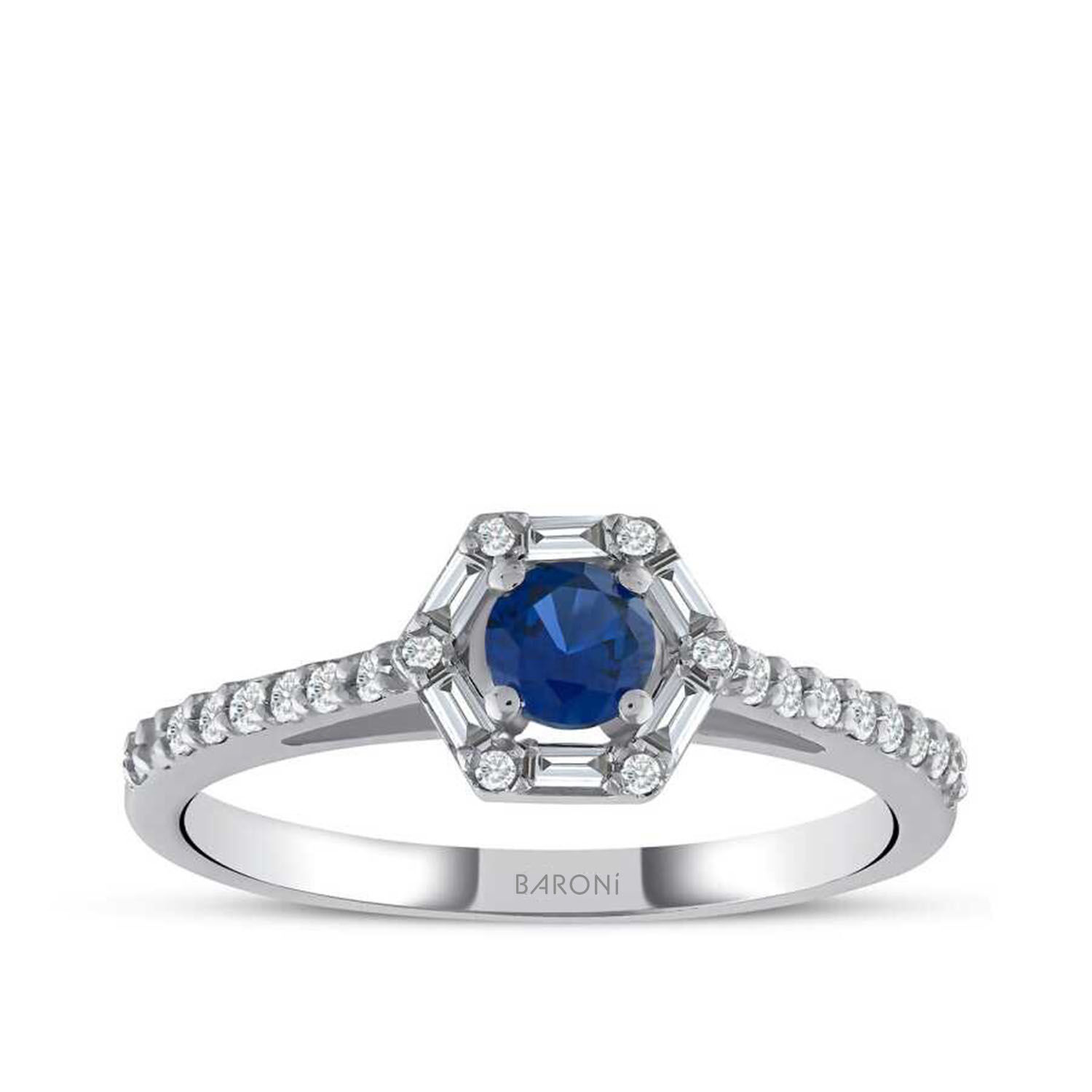 0.60 Karat Pırlanta Baget Safir Yüzük