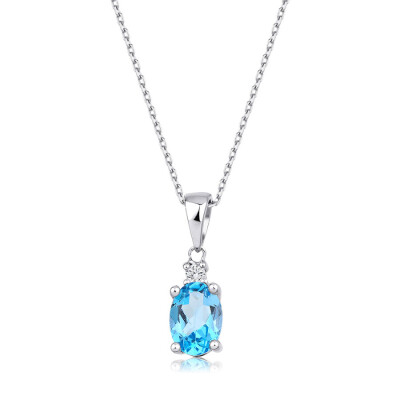 1.03 Karat Pırlanta Blue Topaz Kolye 