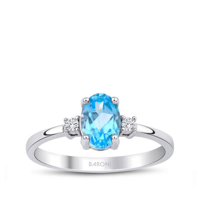 1.09 Karat Pırlanta Blue Topaz Yüzük 