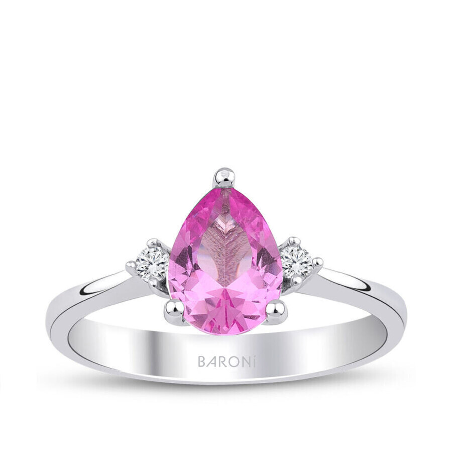 1.35 Karat Pırlanta Pembe Safir Yüzük - 1