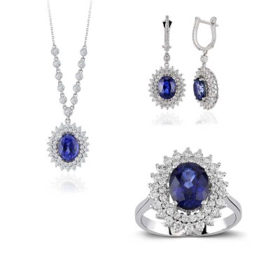 13.90 Karat Pırlanta Safir Set 