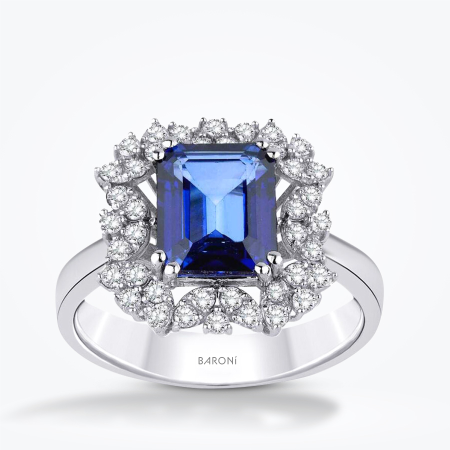 1.57 Karat Pırlanta Safir Yüzük