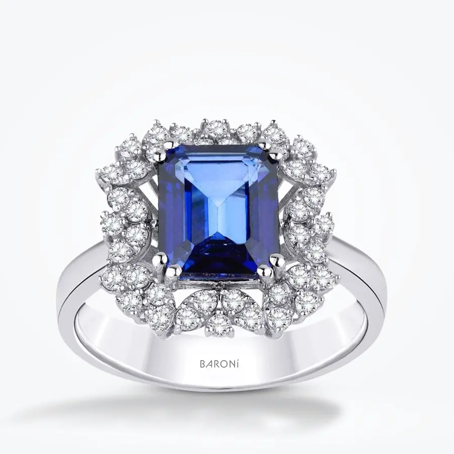 1.58 Karat Pırlanta Safir Yüzük - Baroni Diamond