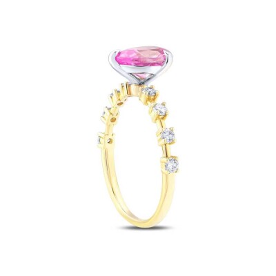 1.78 Karat Pırlanta Pembe Safir Taşlı Yüzük - 2