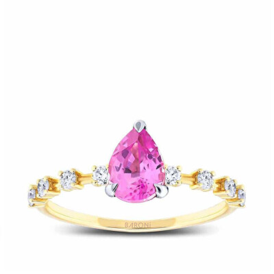 1.78 Karat Pırlanta Pembe Safir Taşlı Yüzük - 1