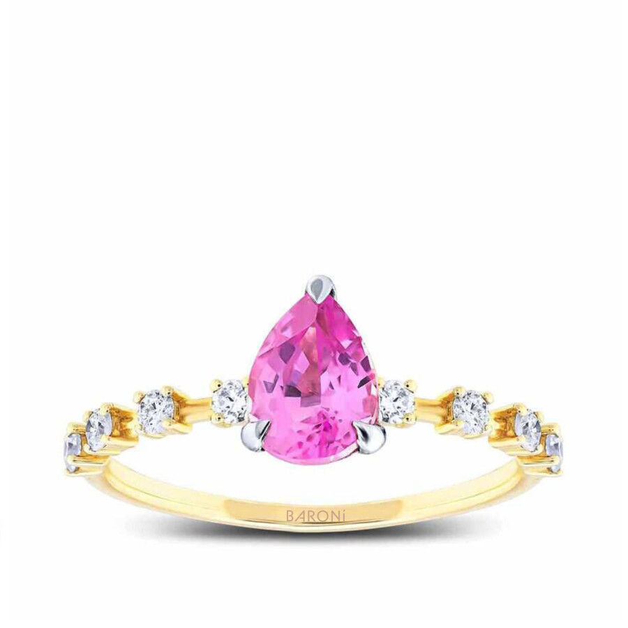 1.78 Karat Pırlanta Pembe Safir Taşlı Yüzük - 1