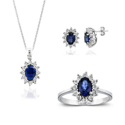 2.13 Karat Pırlanta Safir Set 