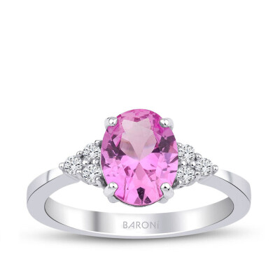 2.25 Karat Pırlanta Pembe Safir Yüzük 