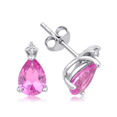 2.66 Karat Pırlanta Pembe Safir Küpe 