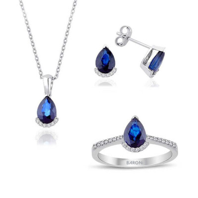 3.48 Karat Pırlanta Safir Set 