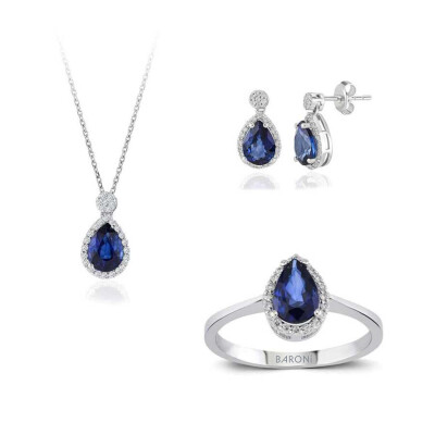 3.57 Karat Pırlanta Safir Set 