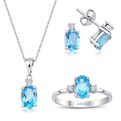 4.01 Karat Pırlanta Blue Topaz Taşlı Set 