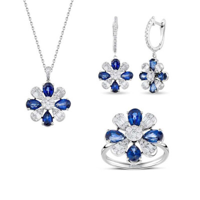 8.91 Karat Pırlanta Safir Set 