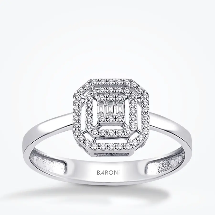 Altın Baget Yüzük - Baroni Diamond